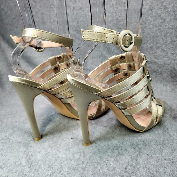 Mack J Light Olive Green Satin High Heel Sandal Shoes - Picture 5 of 10